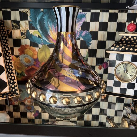 Mackenzie Childs Hand Painted 10.5" Decanter -  Tango Circus Wine - Picture 1 of 8